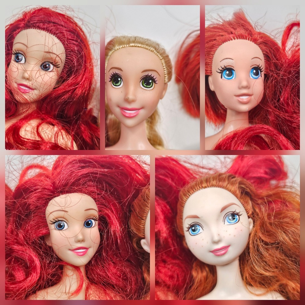 Disney Princess Doll Lot Kids 11.5in Red Blonde Ariel Rapunzel Merida 5pc